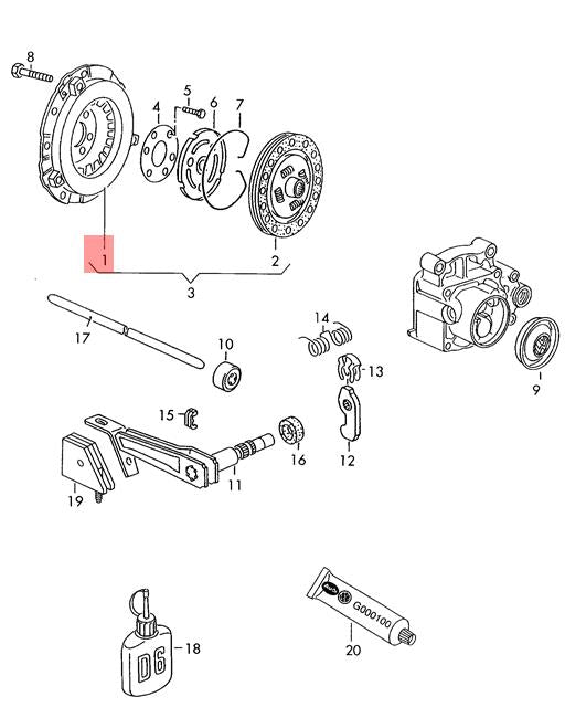 Placă presiune ambreiaj originală OEM Volkswagen Golf/Polo/Vento (1995-2000)