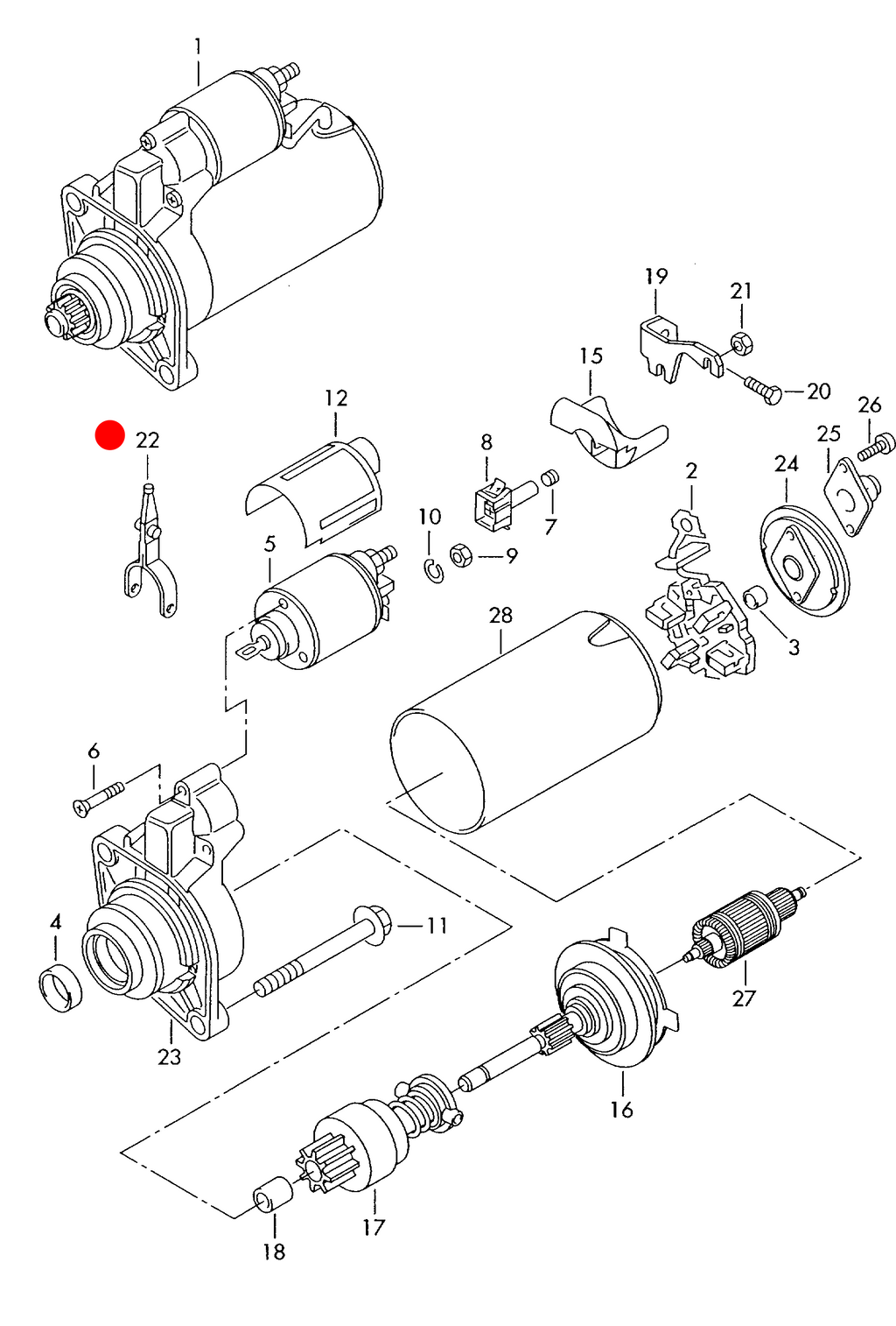 Pârghie de conectare electromotor OEM 02A911365 Volkswagen Group (1996-2011)