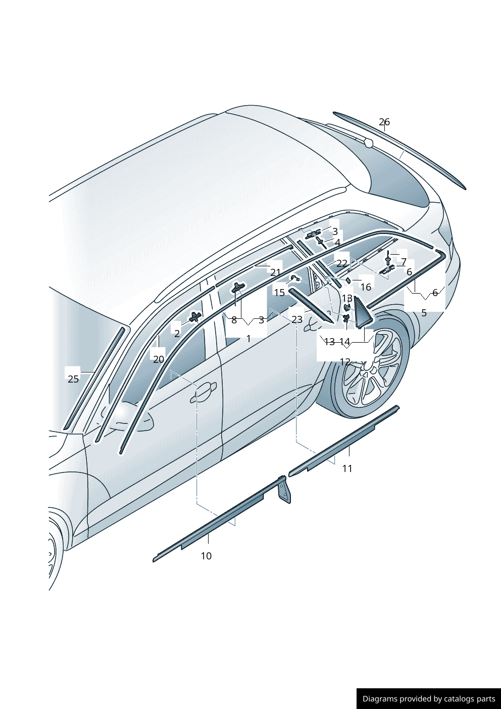 Ornament cromat plafon (dreapta) Audi A6 / S6 / A6 Allroad 4G (2011–2018)