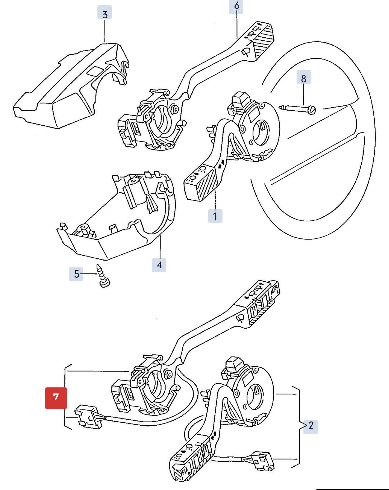 Comutator ștergatoare și spălătoare parbriz OEM Seat Cordoba/Ibiza/Toledo 6K/1L (1992-1999)