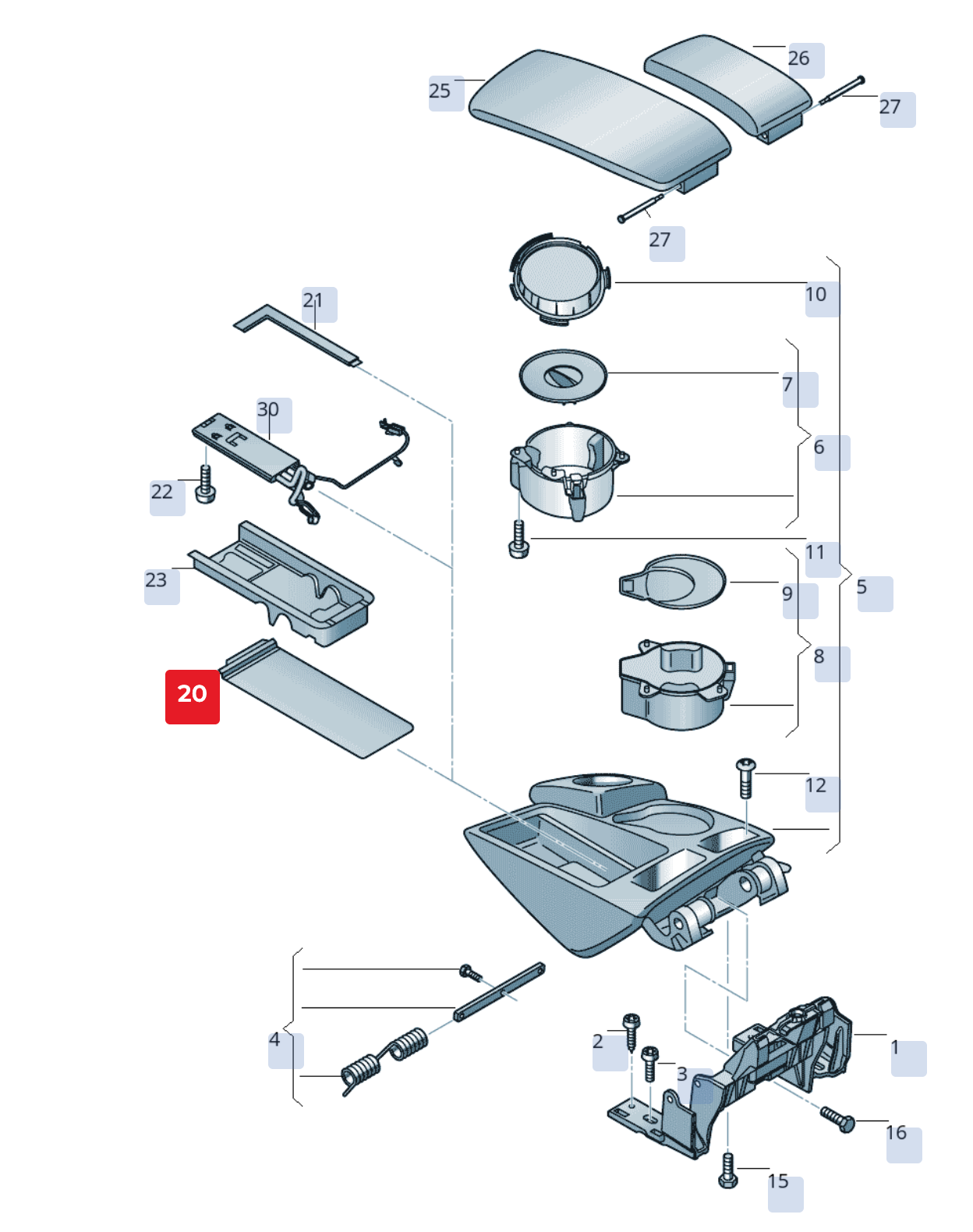 Insert compartiment depozitare OEM Audi Q7 4L (2007-2015)