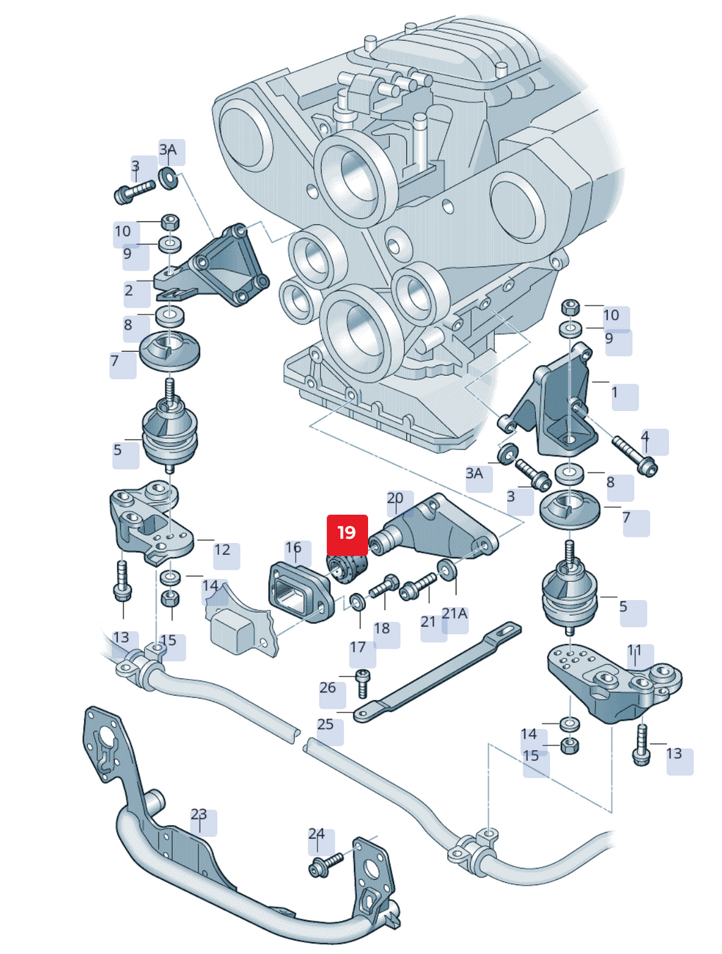 Bucșă suport motor față OEM Audi A4 8D / Volkswagen Passat 3B (1995-2000)