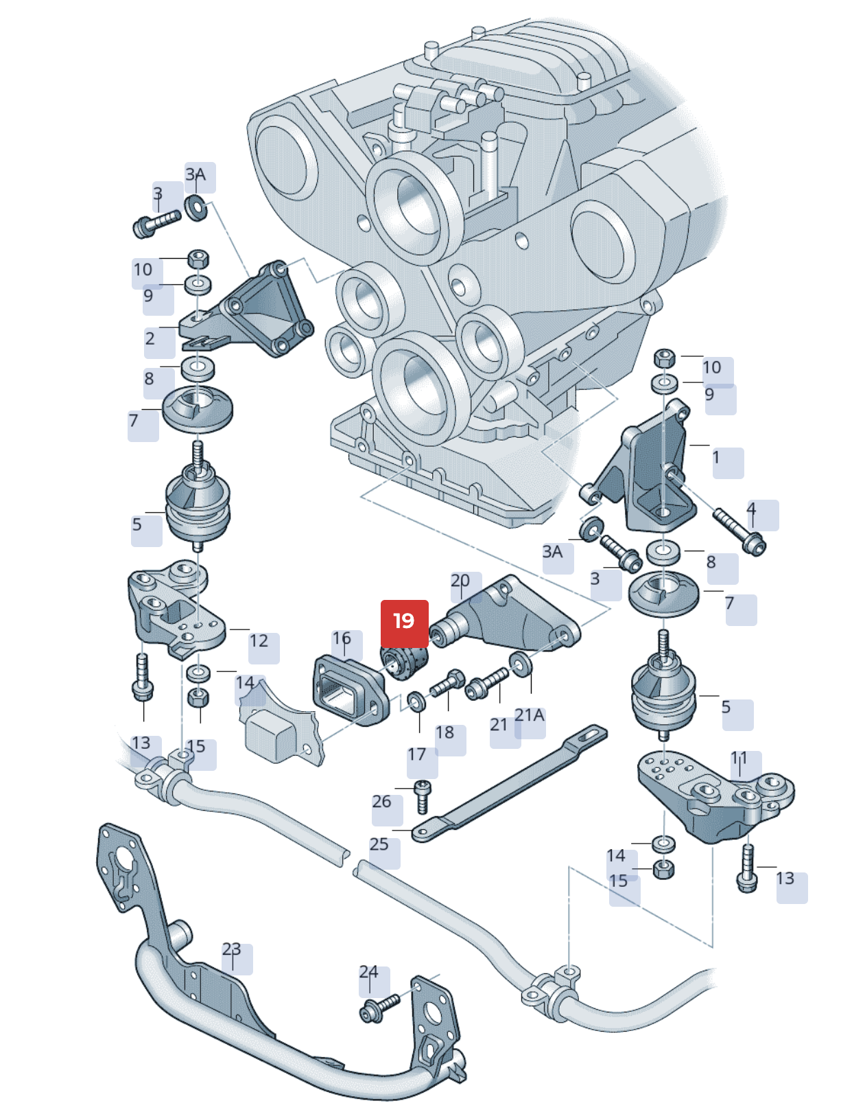 Bucșă suport motor față OEM Audi A4 8D / Volkswagen Passat 3B (1995-2000)