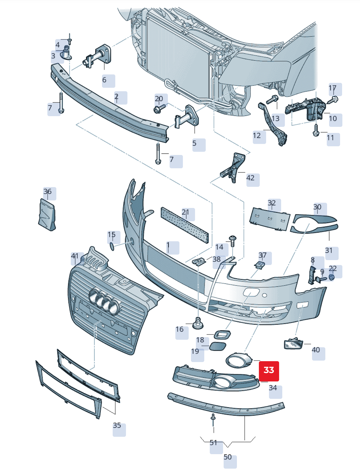 Ornament far OEM Audi A4/S4 8E/8H (2005-2009)