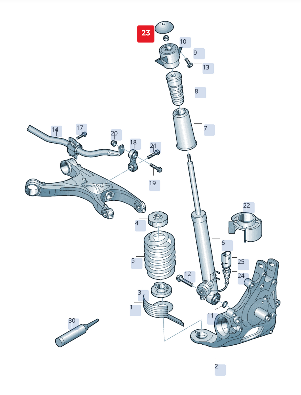 Capac protecție amortizor OEM Audi/Porsche cod 8K0512135 pentru modelele A4, A5, Q5, RS4, RS5, Macan (2008-2019)