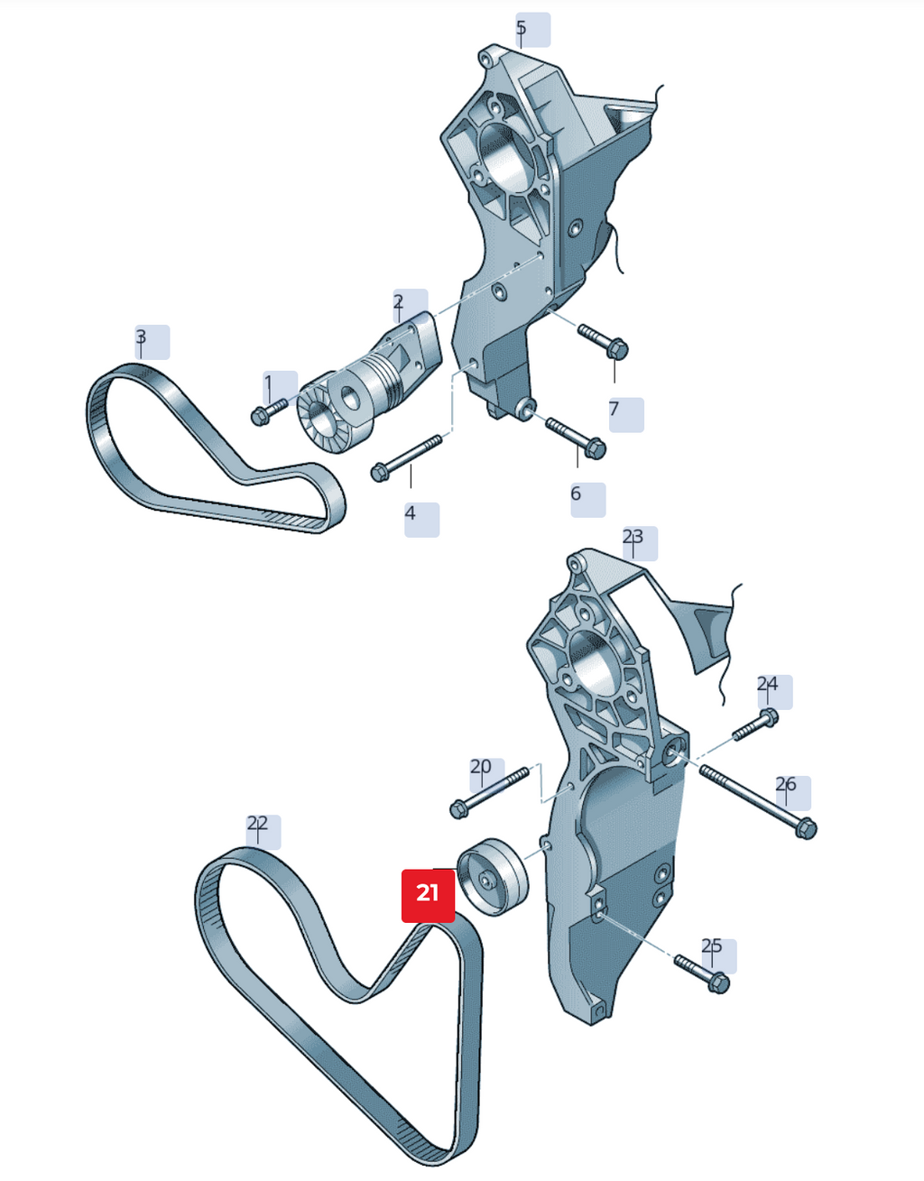 Rola tensionare cu șurub OEM Volkswagen Group 022145276F pentru modele Audi, Skoda, VW (2004-2024)