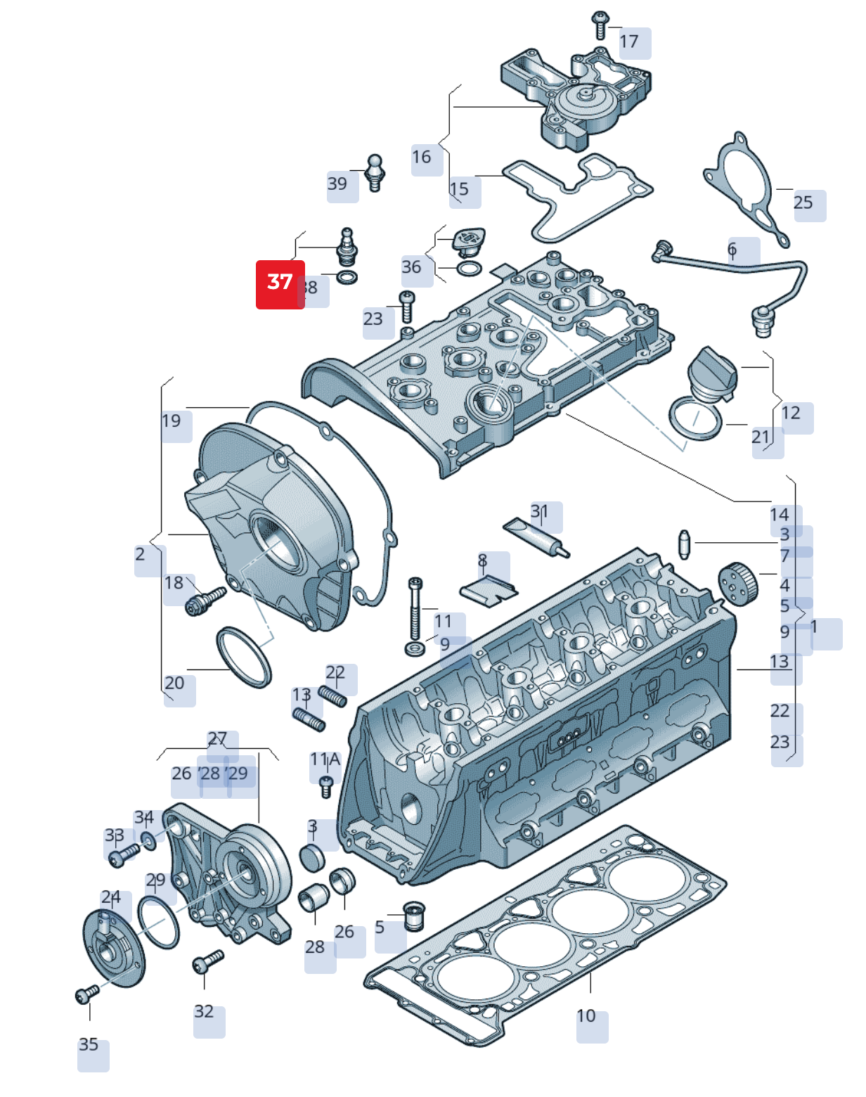 Dop etanșare OEM Volkswagen Group 06J115418A pentru grupul VAG (2004-2022)