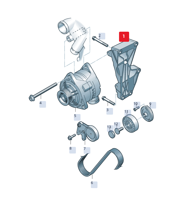 Suport alternator OEM Audi A4/A6 generațiile 8E/8H/4B/4F (2000-2009)