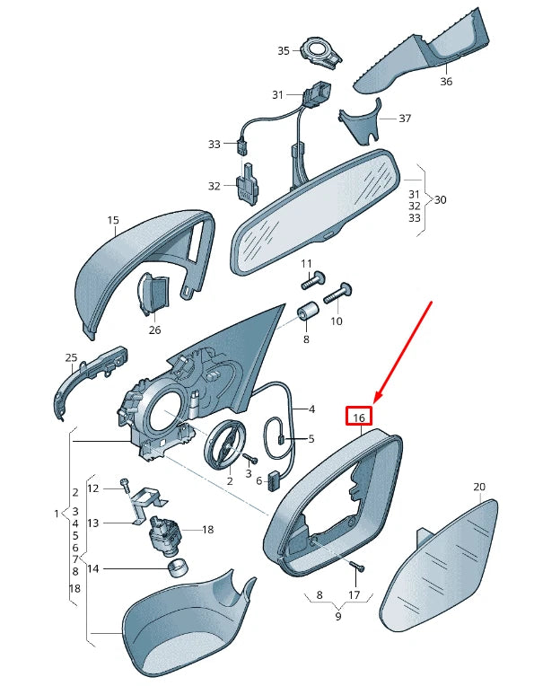 Ramă oglindă exterioară aluminiu Audi A8 / S8 Quattro (2010–2017)