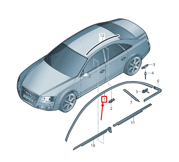 Ornament cromat pentru plafon (stânga) A8/S8 Quattro 4H (2010–2017)