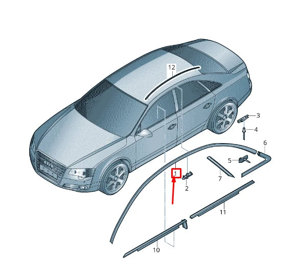 Ornamentul cromat plafon (dreapta) – Audi A8 / S8 Quattro 4H (2010-2017)