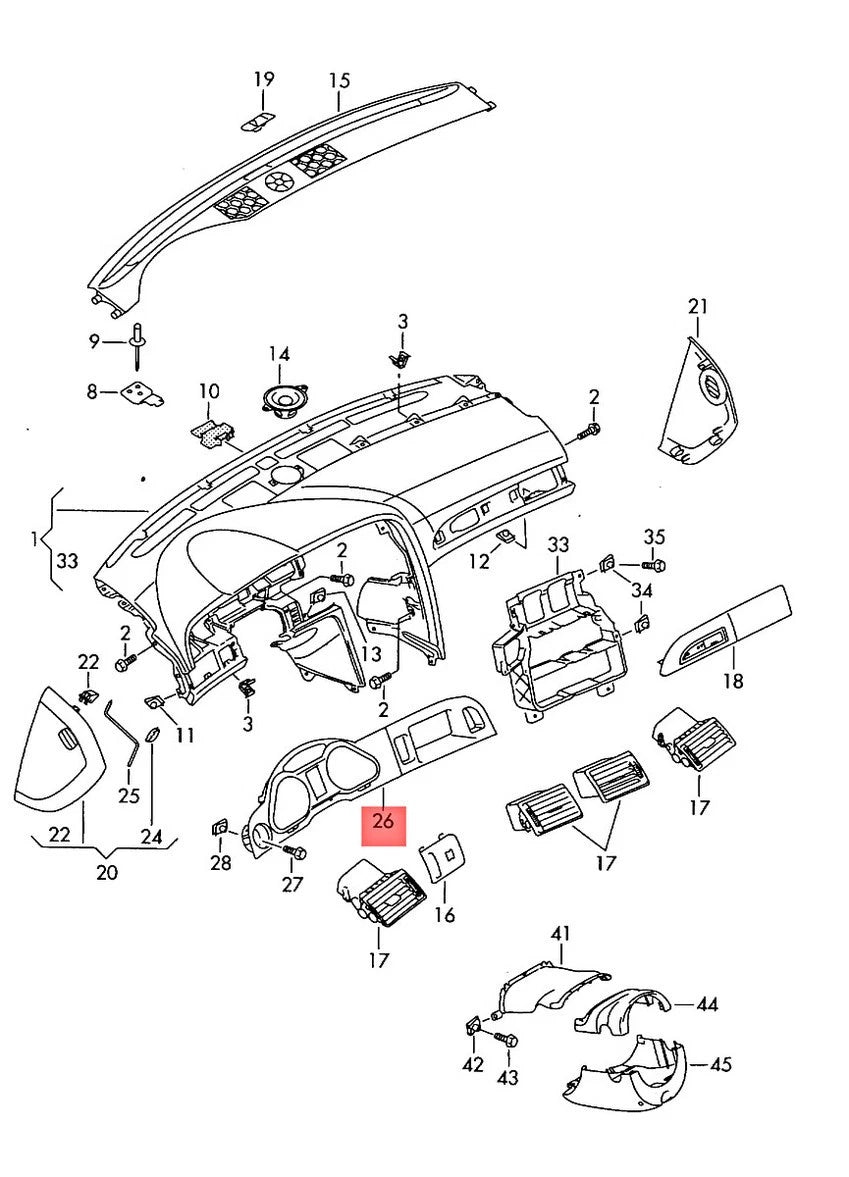 Ornament decorativ panou instrumente Audi A6 / A6 Allroad 4F (2007–2011)