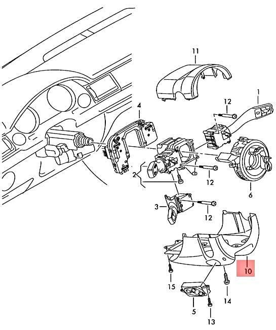 Ornament inferior coloană direcție (negru – soul) OEM Audi Q7 4L (2007–2015)